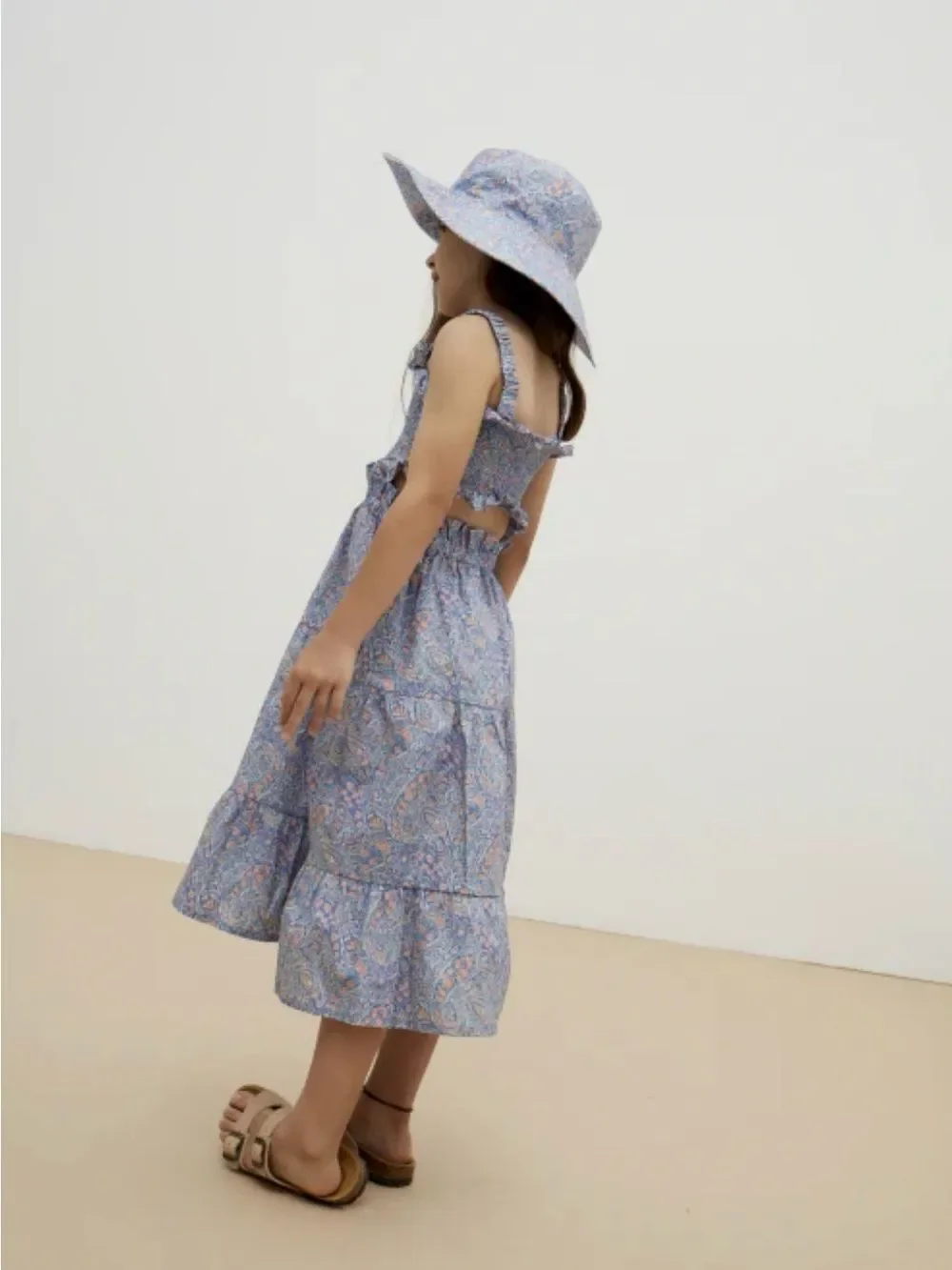 The New Society Albertina Girls Dress in Liberty Floral Print Blue/Pink Size M